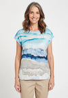 Dolcezza Watercolour Print With Sequin Detail, Blue