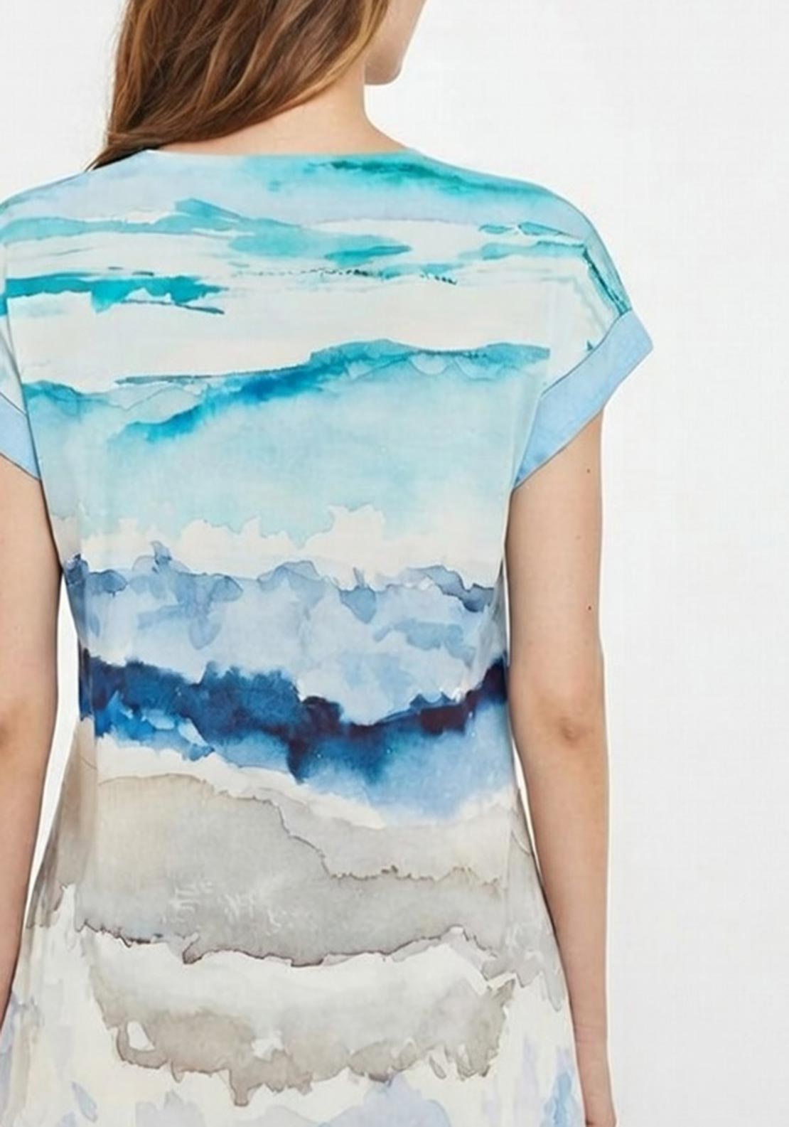 Dolcezza Watercolour Print With Sequin Detail, Blue