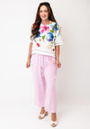 Dolcezza Button-Down Floral Detail Blouse, White Multi