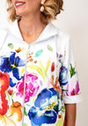 Dolcezza Floral Print Zip Jacket, White Multi