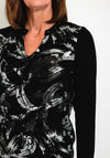 Dolcezza Shimmer Splatter Print Top, Black Silver