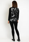 Dolcezza Shimmer Splatter Print Top, Black Silver