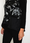 Dolcezza Shimmer Splatter Pocket Top, Black Silver