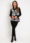 Dolcezza Cowl Neck Abstract Print Top, Black