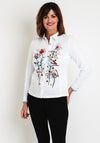 Dolcezza Floral Printed Stud Shirt, White Print