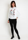 Dolcezza Floral Printed Stud Shirt, White Print