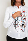 Dolcezza Floral Printed Stud Shirt, White Print