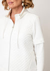 Dolcezza Quilted Mixed Fabric Jacket, Off-White