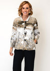 Dolcezza Abstract Print High Neck Jacket, Beige Multi