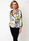 Dolcezza Graphic Print Wrap Top, Green