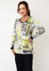 Dolcezza Graphic Print Long Sleeve Top, Green Multi