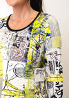 Dolcezza Graphic Print Long Sleeve Top, Green Multi