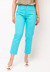 Dolcezza Zip Pocket Slim Leg Jeans, Aqua Blue