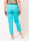 Dolcezza Zip Pocket Slim Leg Jeans, Aqua Blue