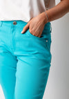 Dolcezza Stud Hem Cropped Trousers, Aqua Blue