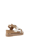 Donna Serena Buckle Detail Wedge Sandals, White and Beige