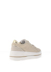Donna Serena Leather Diamante Laced Trainers, Beige Platinum