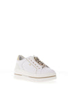 Donna Serena Leather Diamante Laced Trainers, White Platinum