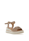 Donna Serena Leather Chunky Platform Sandals, Beige