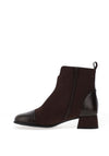 Donna Serena Patent Leather Toe Cap Low Heel Boots, Brown