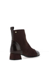 Donna Serena Patent Leather Toe Cap Low Heel Boots, Brown