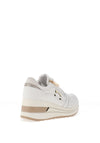 Donna Serena Leather Panelled Wedge Trainers, White Platinum