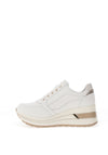 Donna Serena Leather Panelled Wedge Trainers, White Platinum