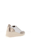Donna Serena Leather Glitter Low Wedge Trainers, Nude