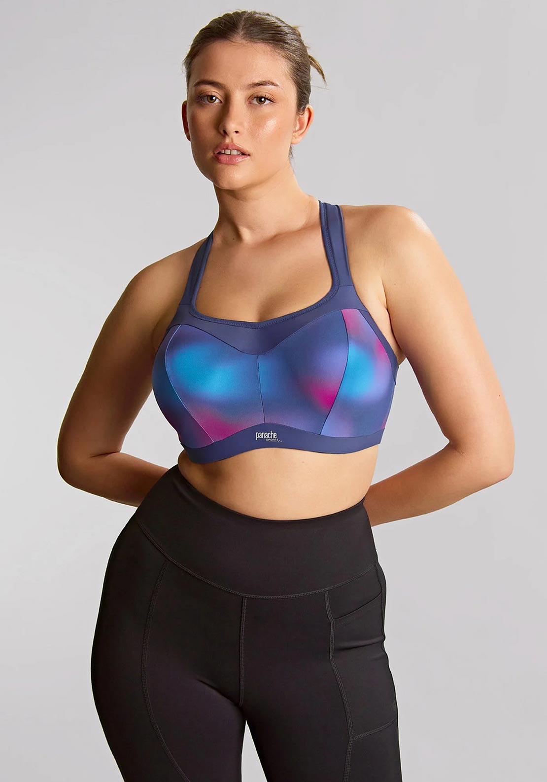 Panache Power Print Wired Sports Bra, Navy Multi