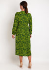 Natalia Collection Geometric Printed Midi Shirt Dress, Forest Green & Lime