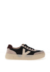 Drilleys Eighty Fleece Lined Platform Trainers, Black and Beige