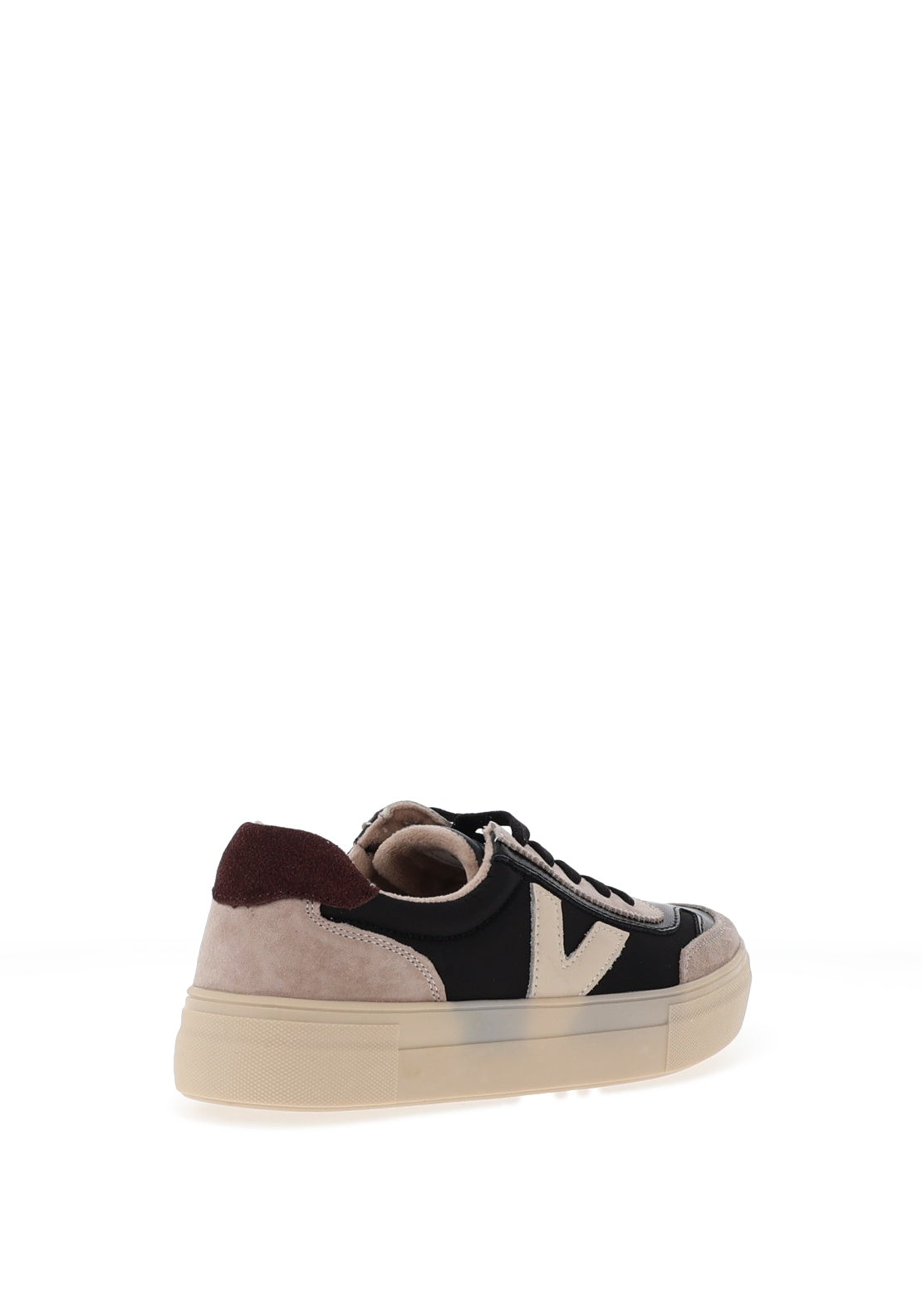 Drilleys Eighty Fleece Lined Platform Trainers, Black and Beige
