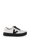 Drilleys Eighty Fleece Lined Platform Trainers, White and Black