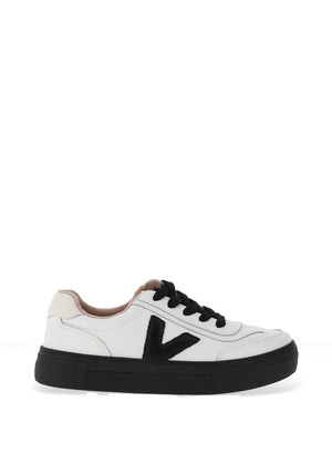 Drilleys Eighty Fleece Lined Platform Trainers, White and Black