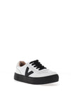 Drilleys Eighty Fleece Lined Platform Trainers, White and Black