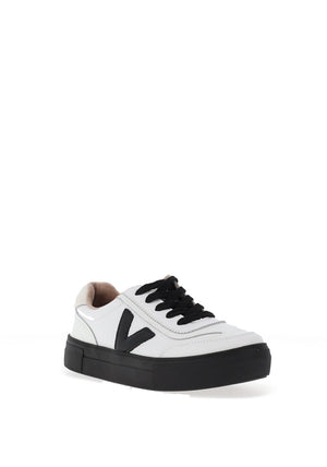 Drilleys Eighty Fleece Lined Platform Trainers, White and Black