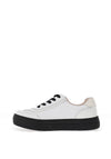 Drilleys Eighty Fleece Lined Platform Trainers, White and Black