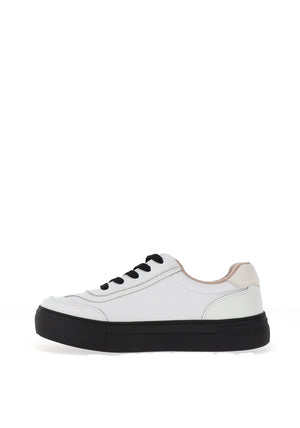 Drilleys Eighty Fleece Lined Platform Trainers, White and Black