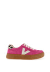 Drilleys Eighty Leather Fleece Skater Trainers, Pink