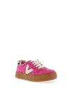 Drilleys Eighty Leather Fleece Skater Trainers, Pink