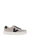 Drilleys Eighty Leather Fleece Skater Trainers, Grey