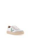 Drilleys Eighty Fleece Lined Platform Trainers, Beige & Green