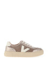 Drilleys Eighty Leather Fleece Skater Trainers, Taupe