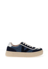 Drilleys Eighty Fleece Lined Platform Trainers, Navy and Beige