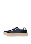 Drilleys Eighty Fleece Lined Platform Trainers, Navy and Beige