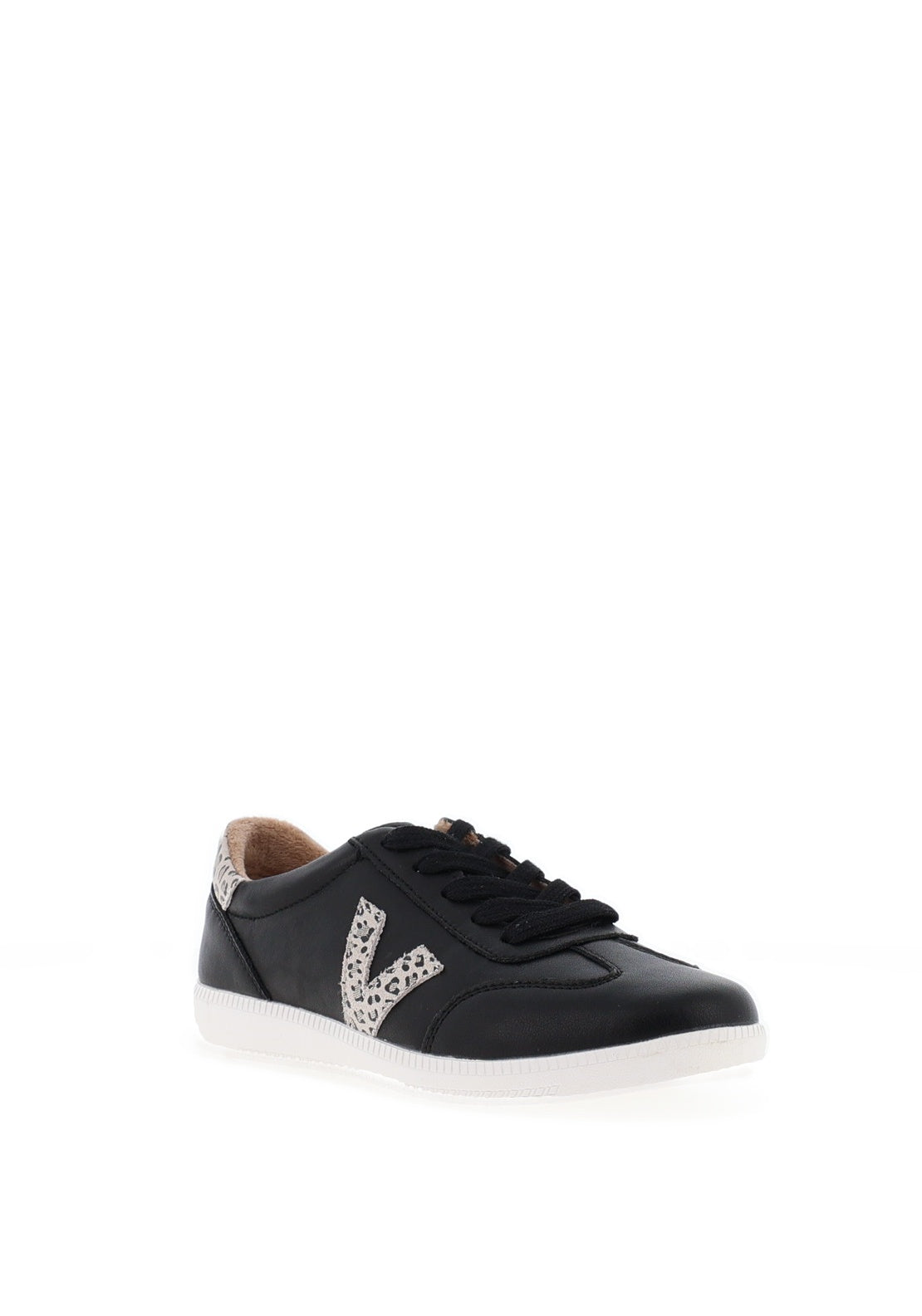 Drilleys Seventy Leopard Print V Detail Trainers, Black