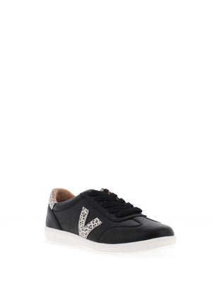Drilleys Seventy Leopard Print V Detail Trainers, Black