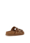 Drilleys Ninety-Seven Suede Leather Stud Strap Mule Sandals, Brown