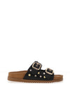 Drilleys Ninety-Seven Smooth Leather Stud Strap Mule Sandals, Black