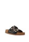 Drilleys Ninety-Seven Smooth Leather Stud Strap Mule Sandals, Black